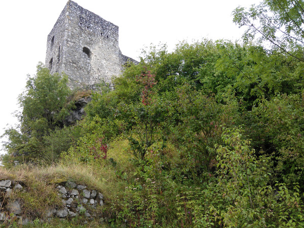 Hrad Strečno, respektíve jedna jeho veža, od kešky.